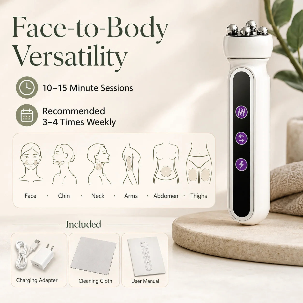 Facial Roller 3-In-1 RF & EMS Auto-Rotating