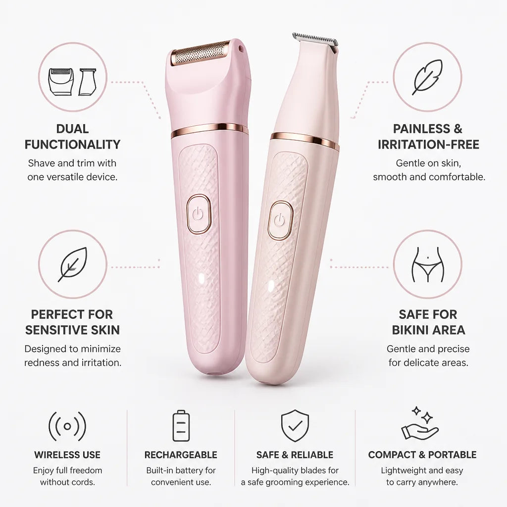 Facial Shaver & Trimmer Wireless Irritation-Free