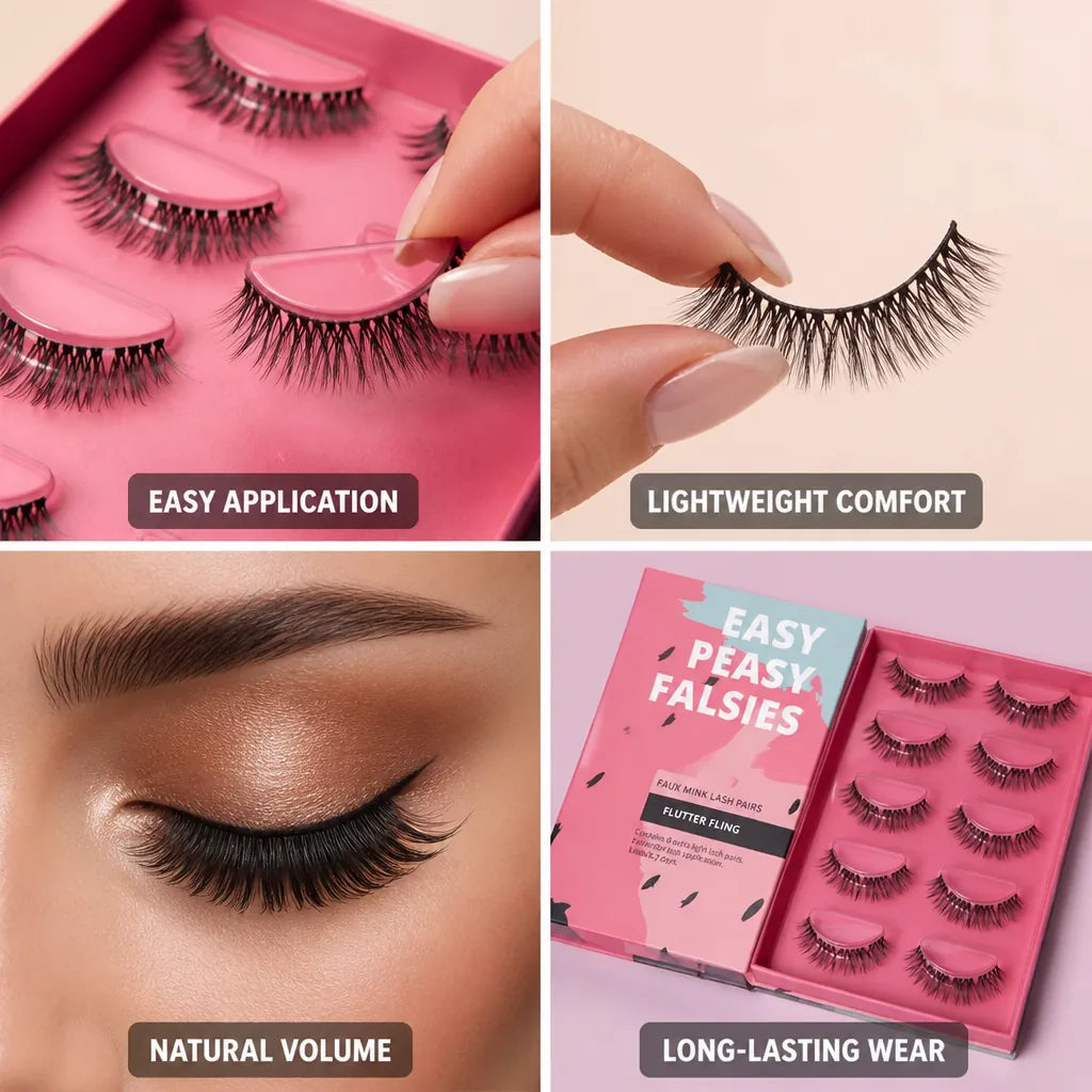 False Eyelash Kit Pre-Cut Faux Mink 5 Pairs