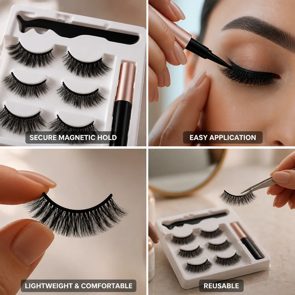 False Eyelashes Magnetic Liner Reusable & Lightweight