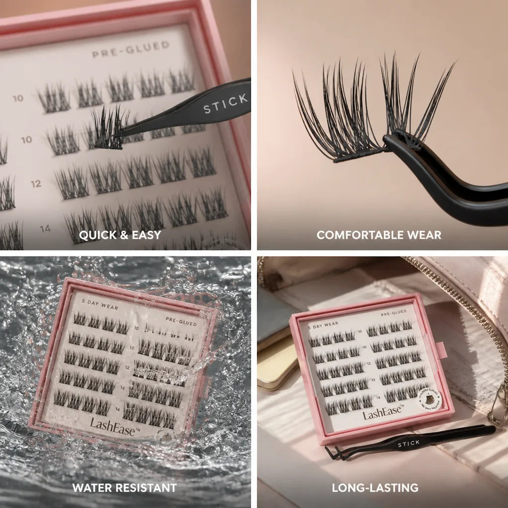 False Eyelashes Pre-Glued Natural Look Water-Resistant