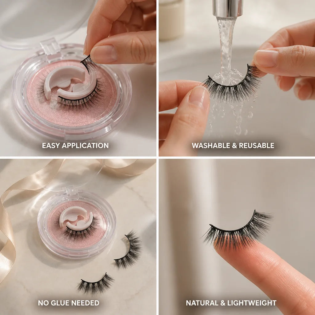 False Eyelashes Self-Adhesive Reusable Washable