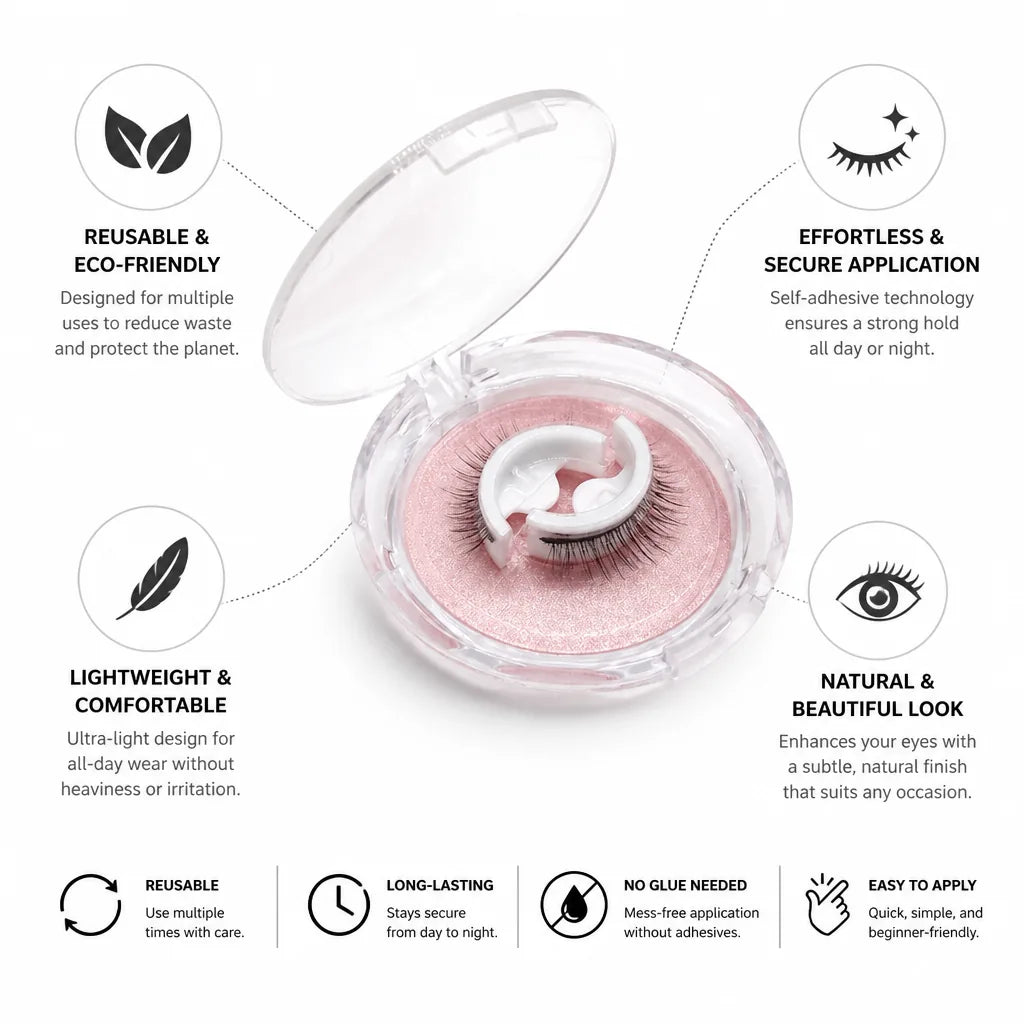 False Lashes Self-Adhesive Reusable Natural Look & Lightweight
