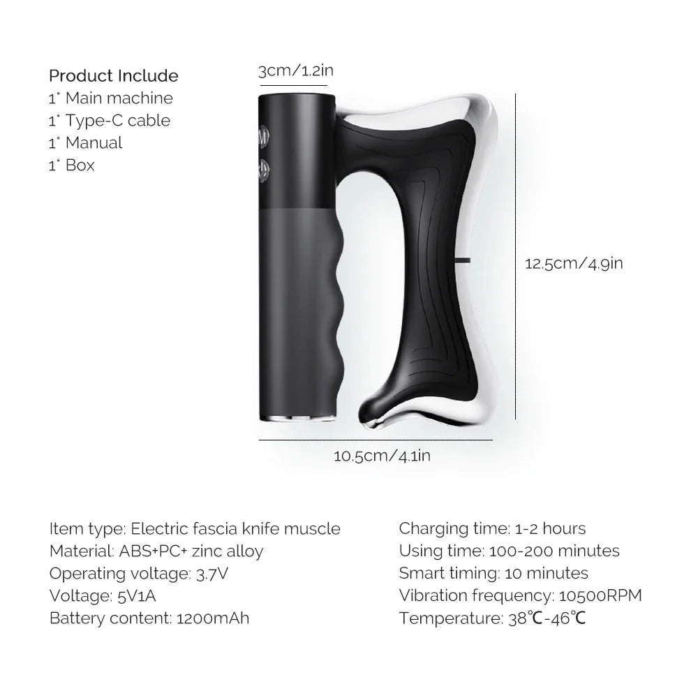 Fascia Scraper Massager High-Frequency Vibration & Adjustable Heat