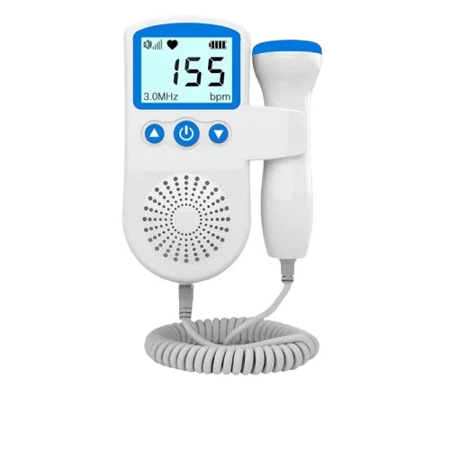 Fetal Doppler Monitor Backlit LCD Built-In Speaker Handheld Probe