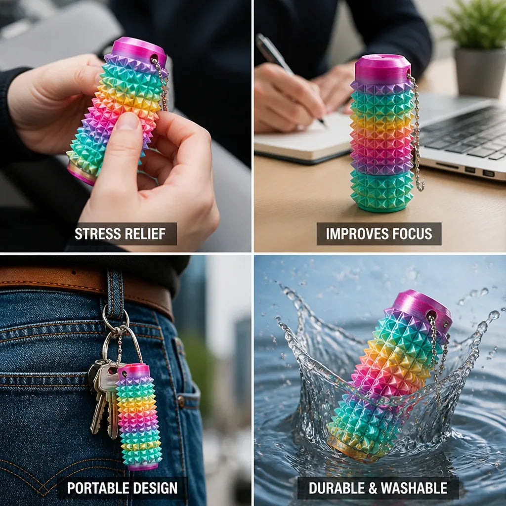Fidget Toy Silicone Spiky Keychain