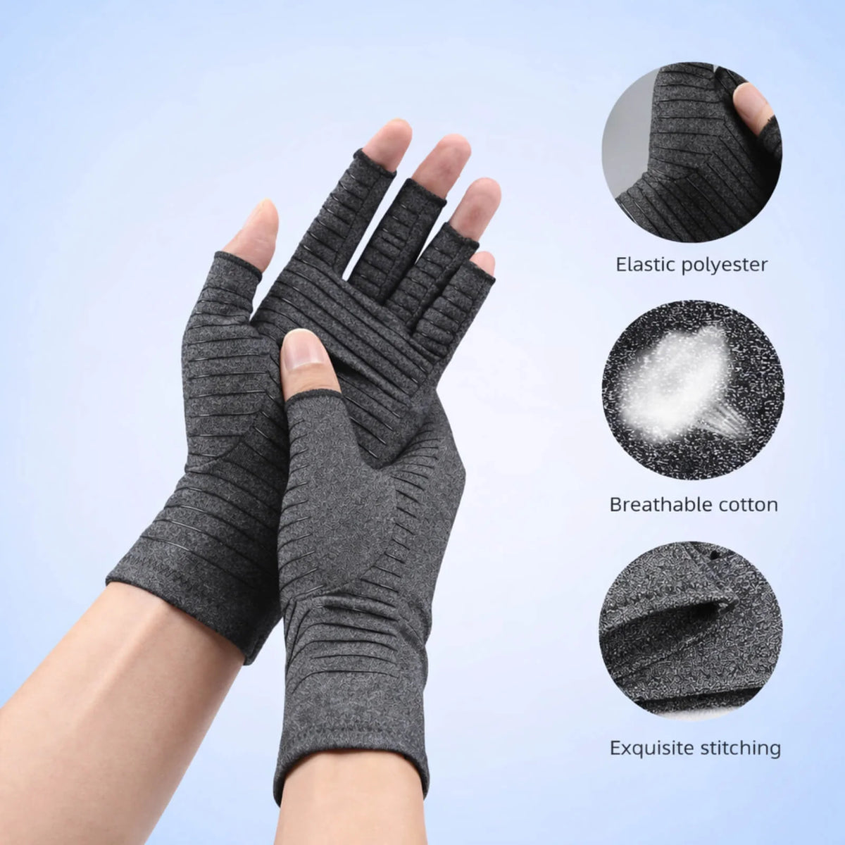 Fingerless Compression Gloves Breathable Lightweight Hand & Wrist Support