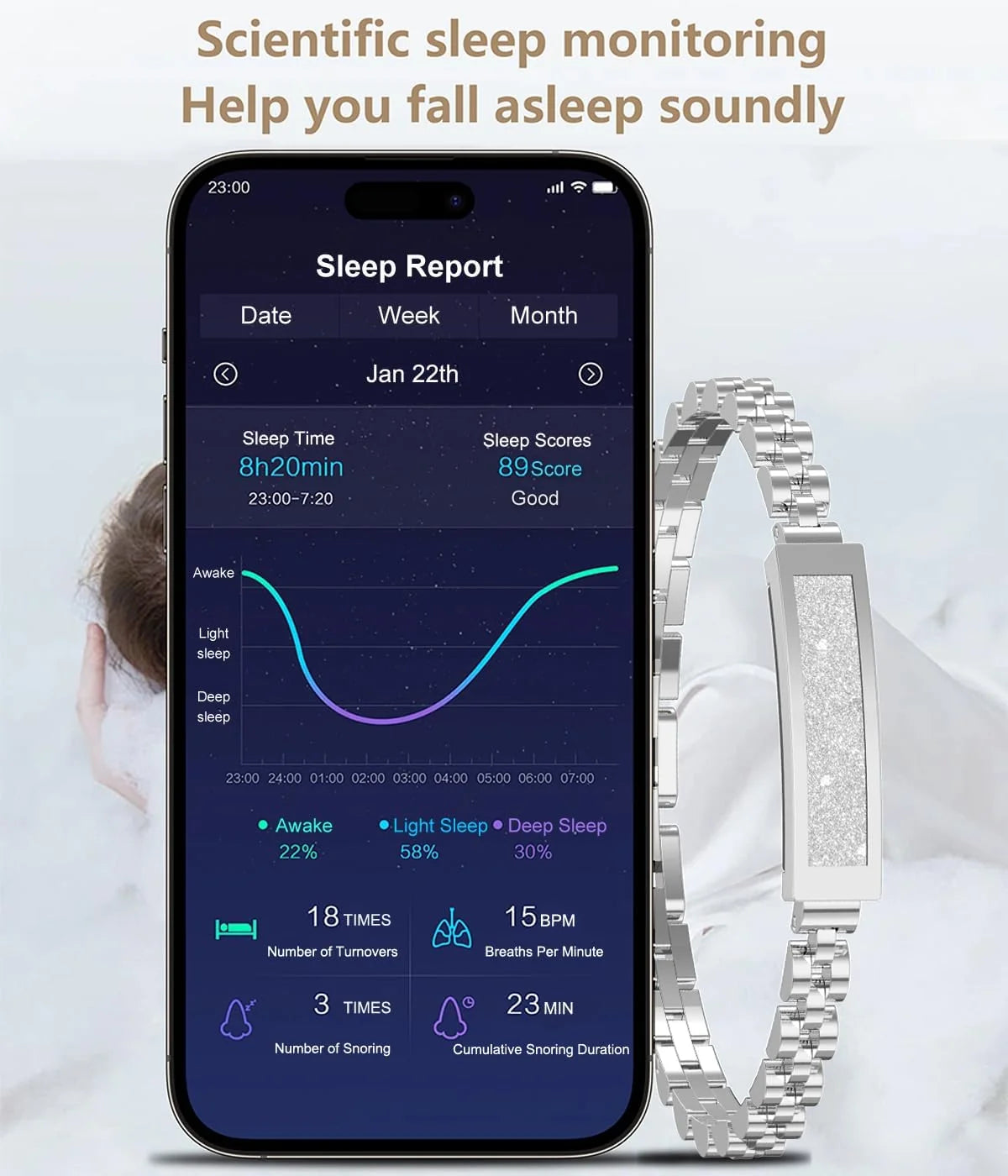 Fitness Tracker Bracelet Heart Rate & Sleep Monitoring