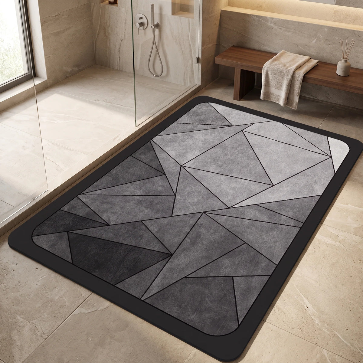 Floor Mat Geometric Quick-Dry Non-Slip Backing