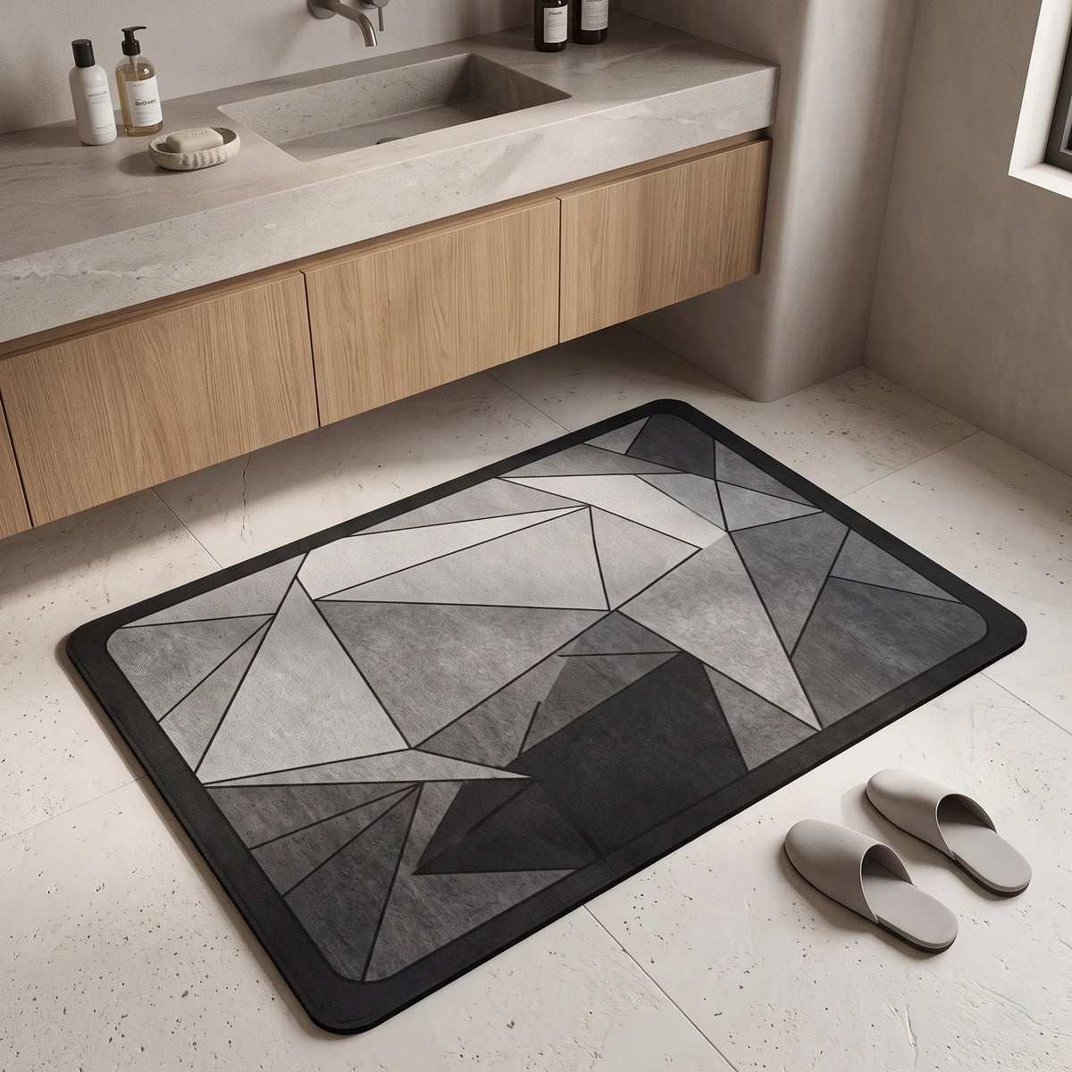 Floor Mat Geometric Quick-Dry Non-Slip Backing