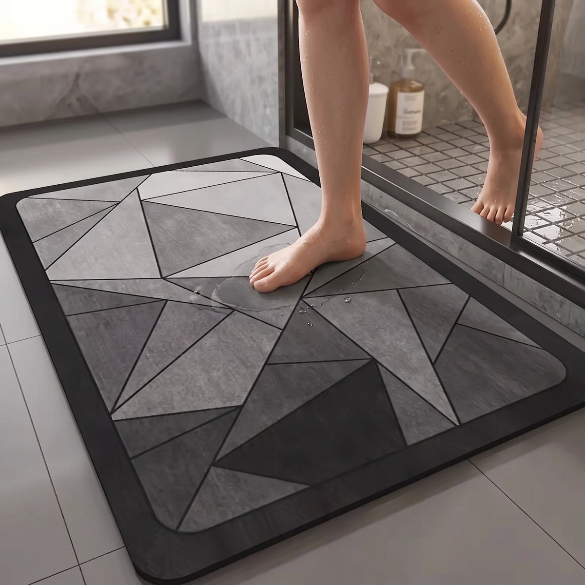 Floor Mat Geometric Quick-Dry Non-Slip Backing