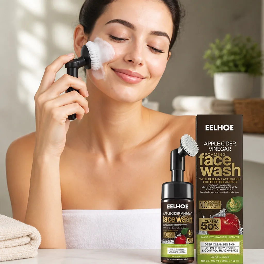 Foam Face Wash Apple Cider Vinegar Built-In Silicone Brush