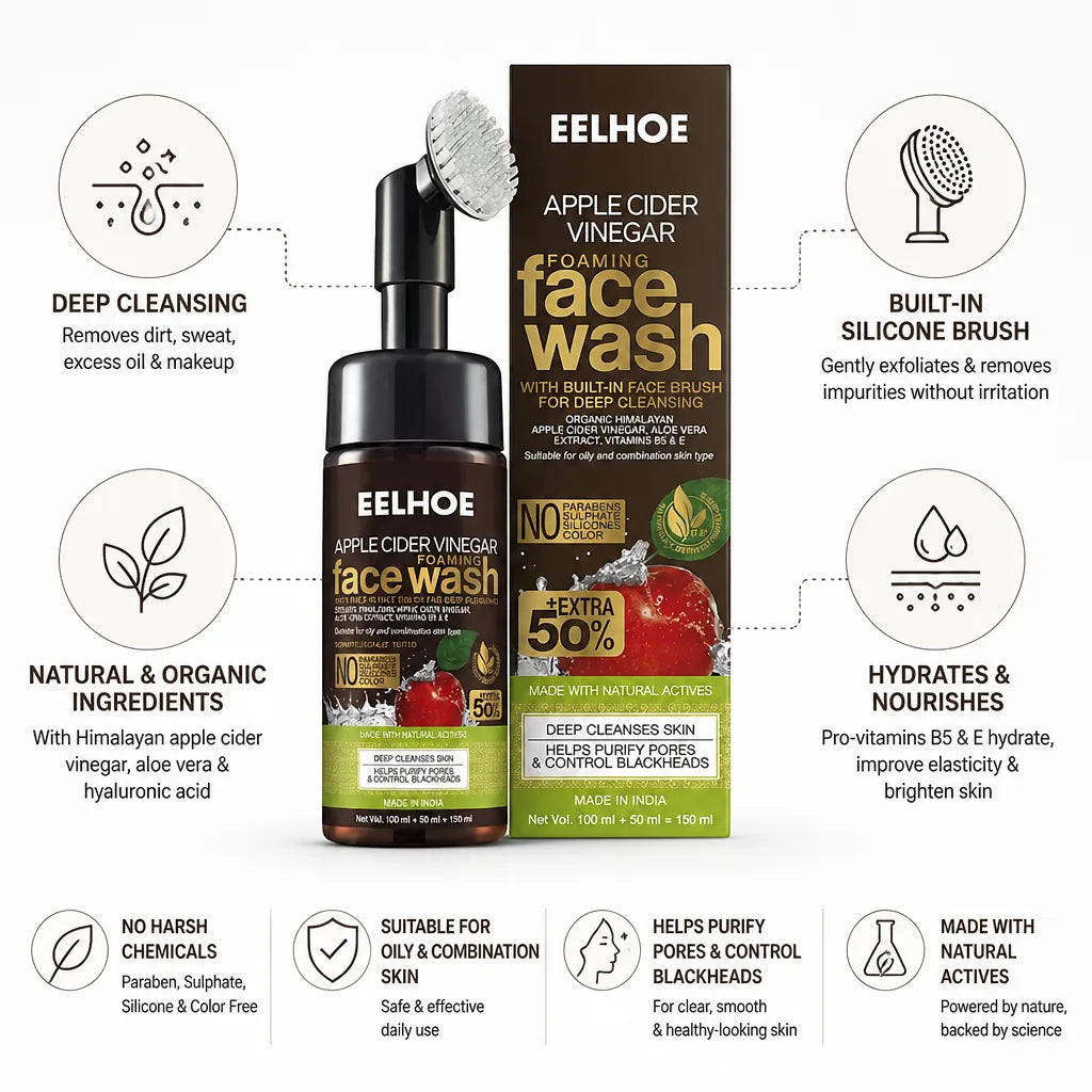 Foam Face Wash Apple Cider Vinegar Built-In Silicone Brush
