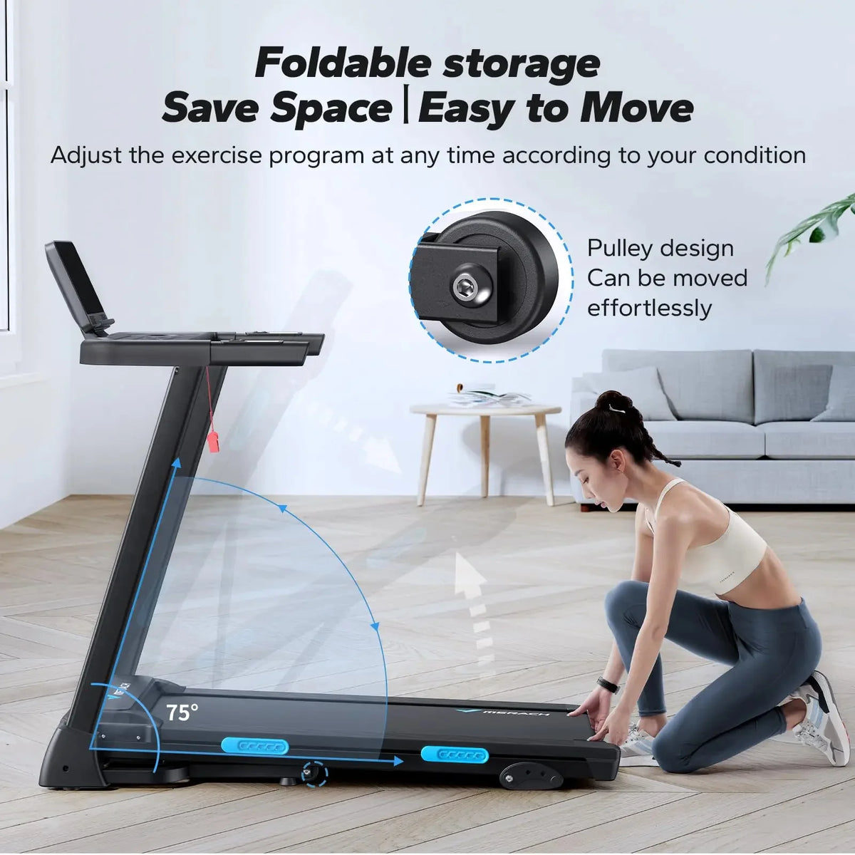 Foldable Treadmill Hydraulic Assist Shock-Absorbing Deck