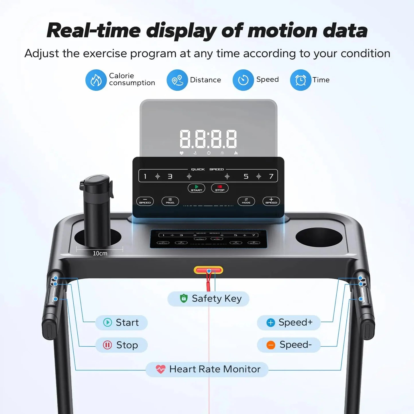 Foldable Treadmill Hydraulic Assist Shock-Absorbing Deck
