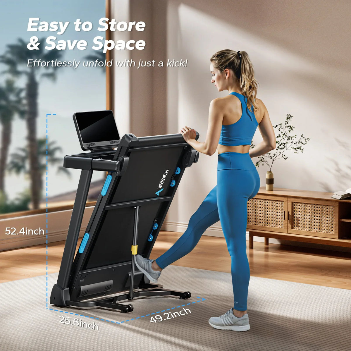 Foldable Treadmill Hydraulic Assist Shock-Absorbing Deck