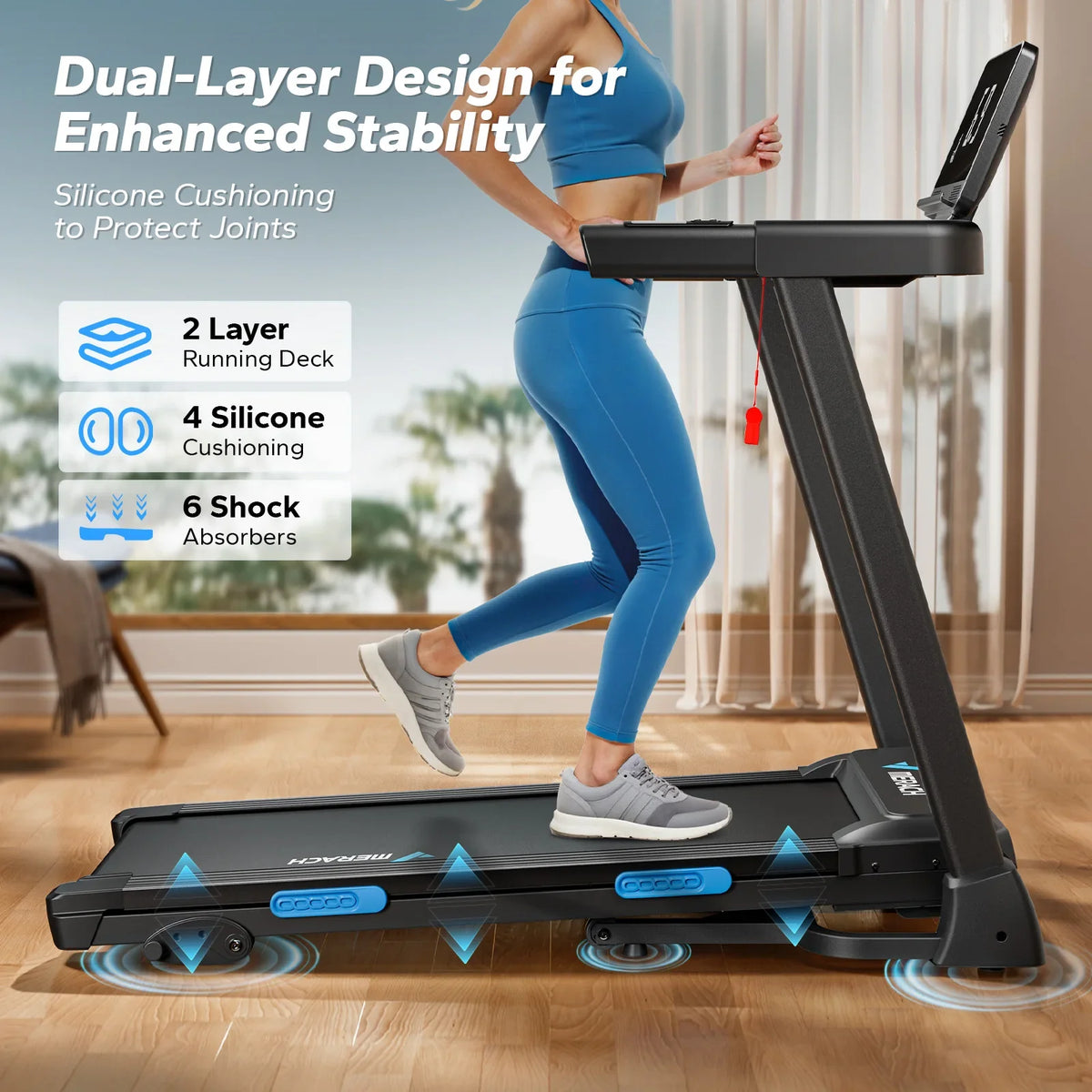 Foldable Treadmill Hydraulic Assist Shock-Absorbing Deck