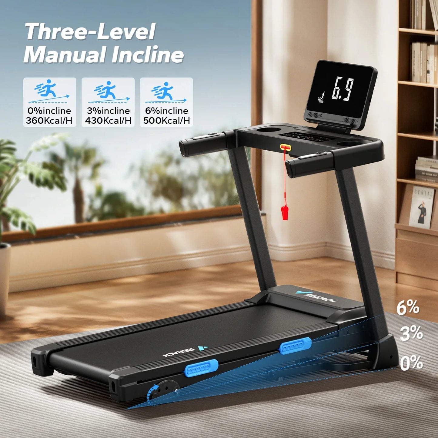 Foldable Treadmill Hydraulic Assist Shock-Absorbing Deck