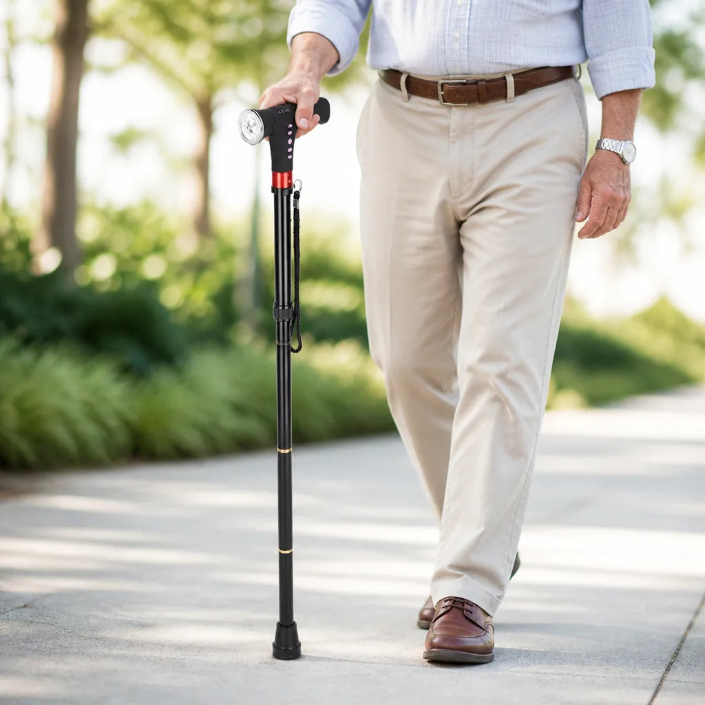 Folding Cane 30% More Stability LED & FM Radio