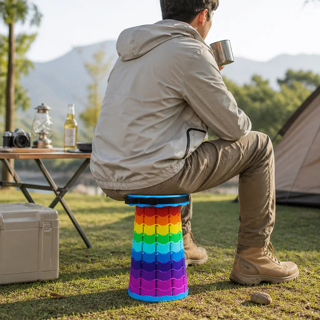 Folding Stool Quick Setup Adjustable Height