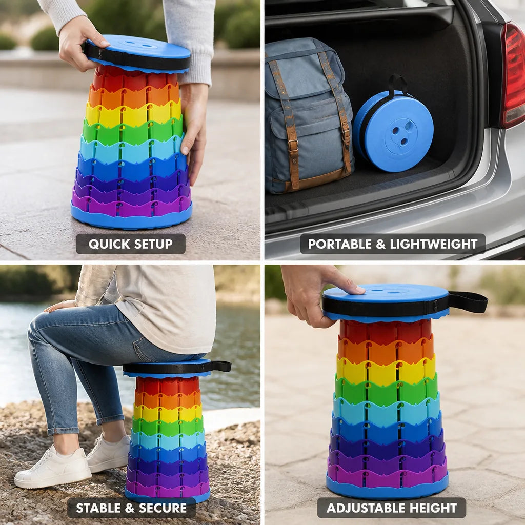Folding Stool Quick Setup Adjustable Height