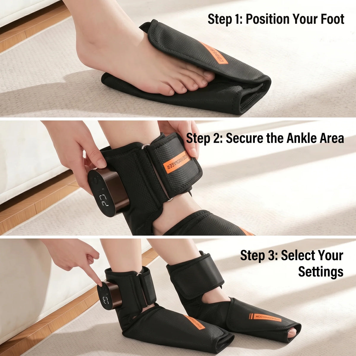 Foot & Ankle Massager Cordless Heated Air Compression Pair
