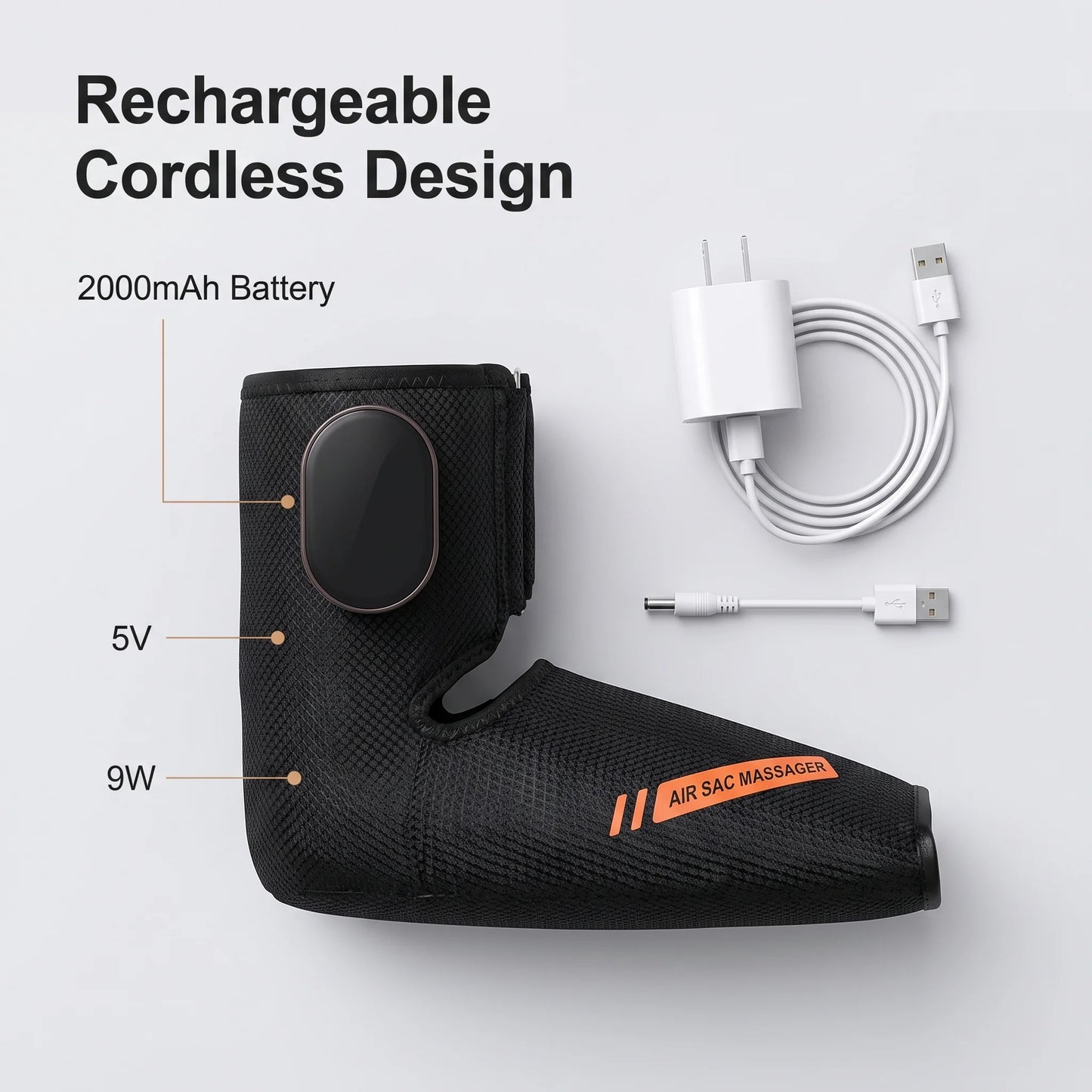 Foot & Ankle Massager Cordless Heated Air Compression Pair