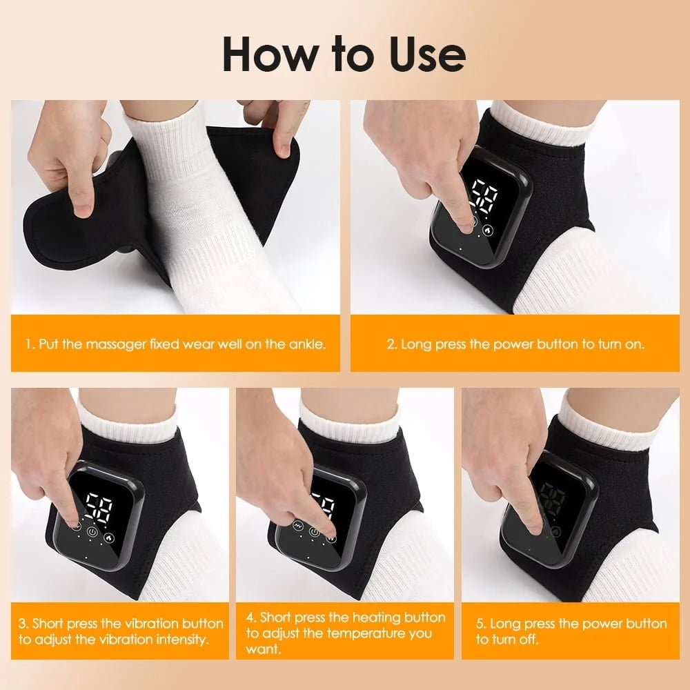 Foot & Ankle Massager Cordless Rechargeable Heat & Vibration