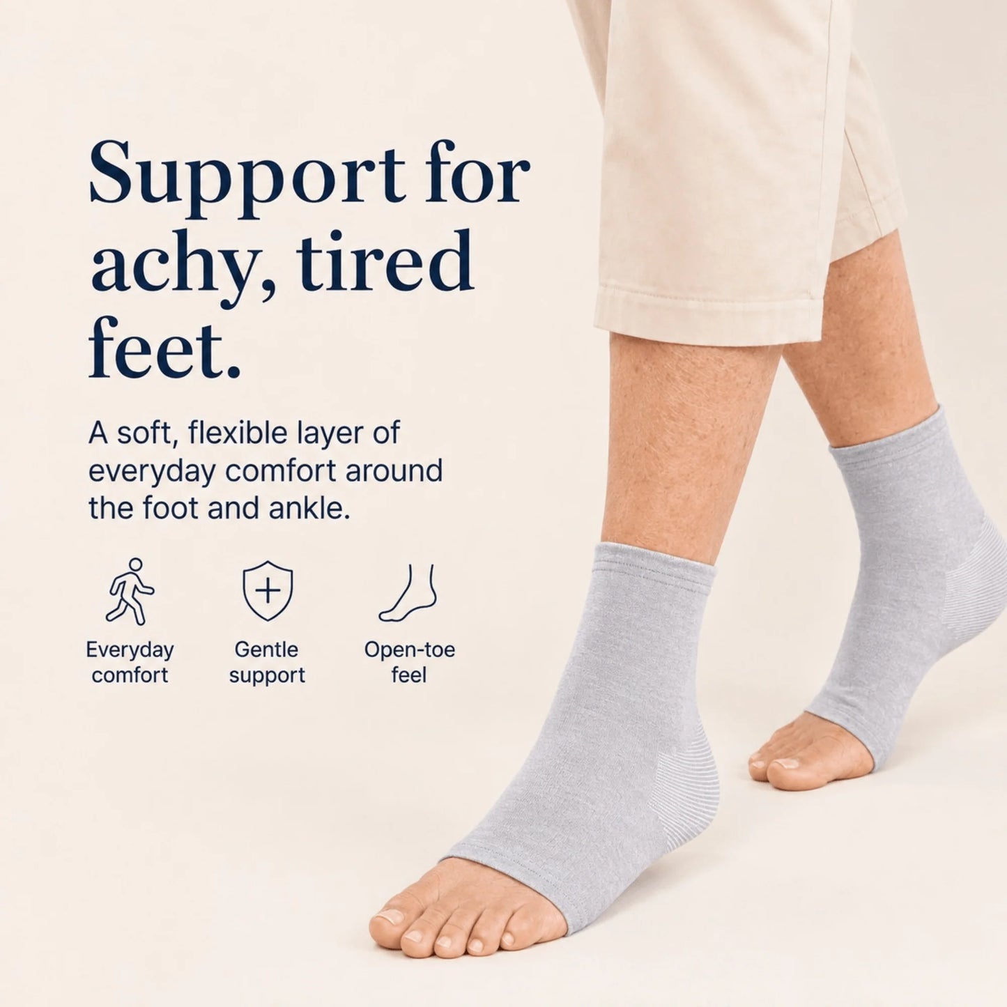 Foot & Ankle Support Socks Bamboo Open-Toe Gentle Compression