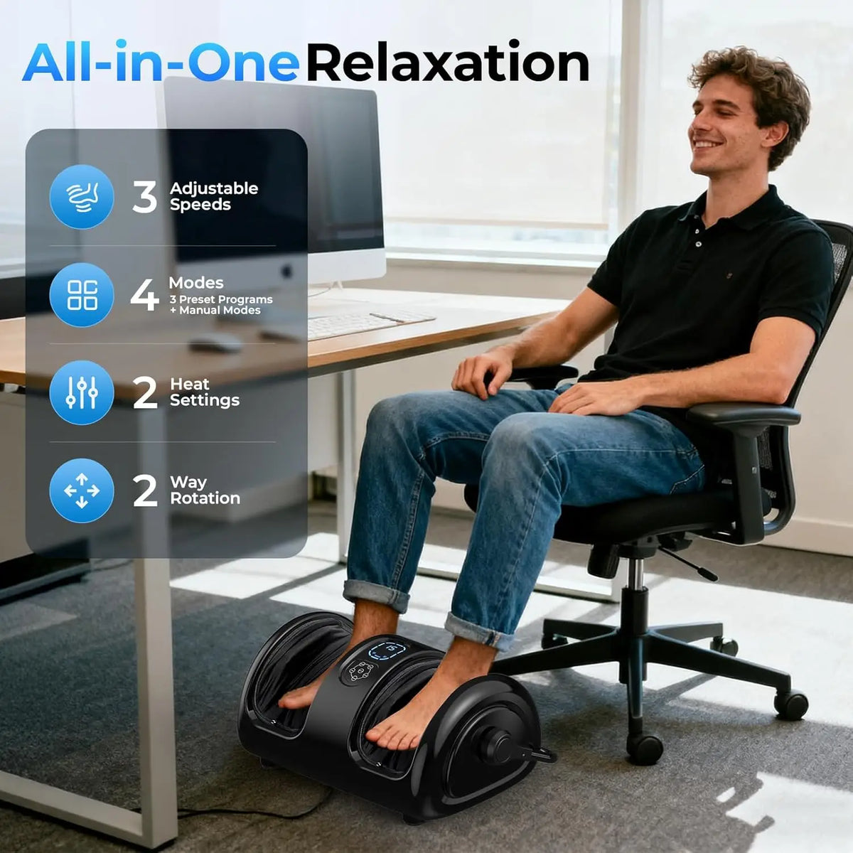 Foot & Calf Massager Shiatsu Kneading Heat Washable Cover