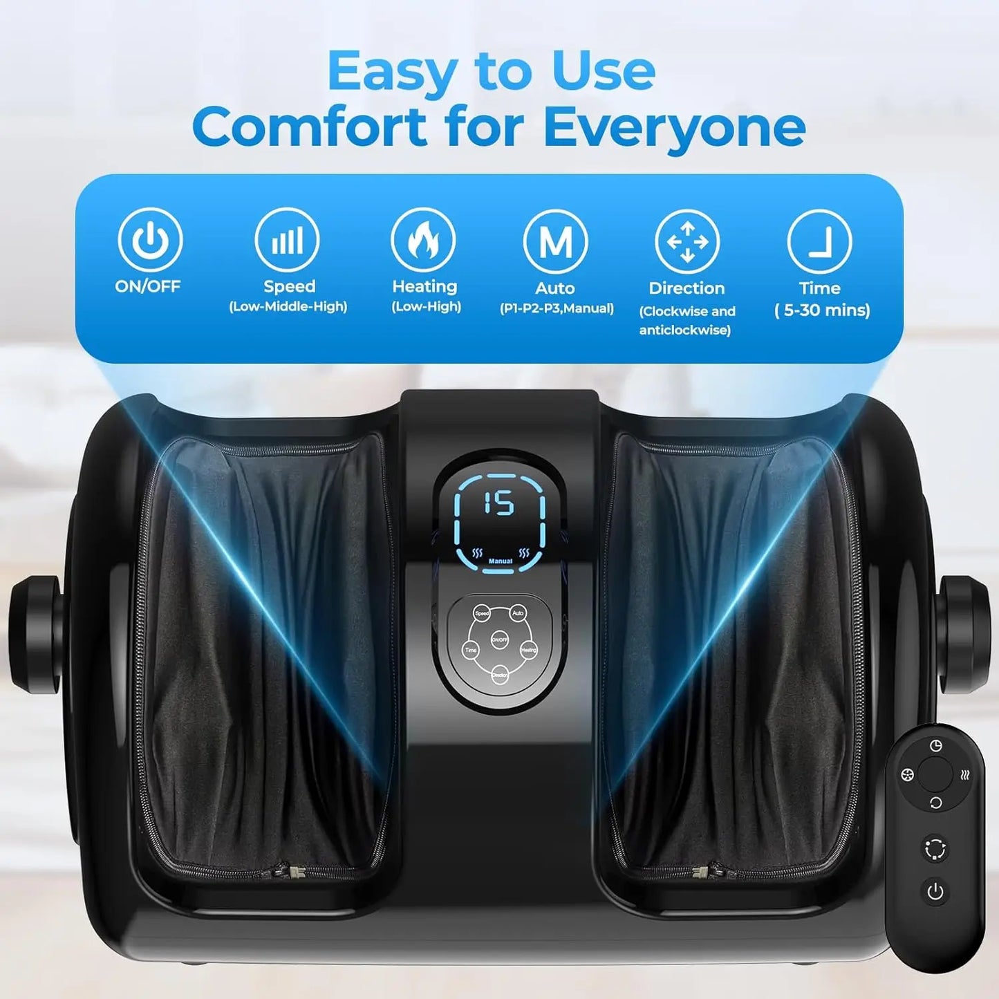 Foot & Calf Massager Shiatsu Kneading Heat Washable Cover