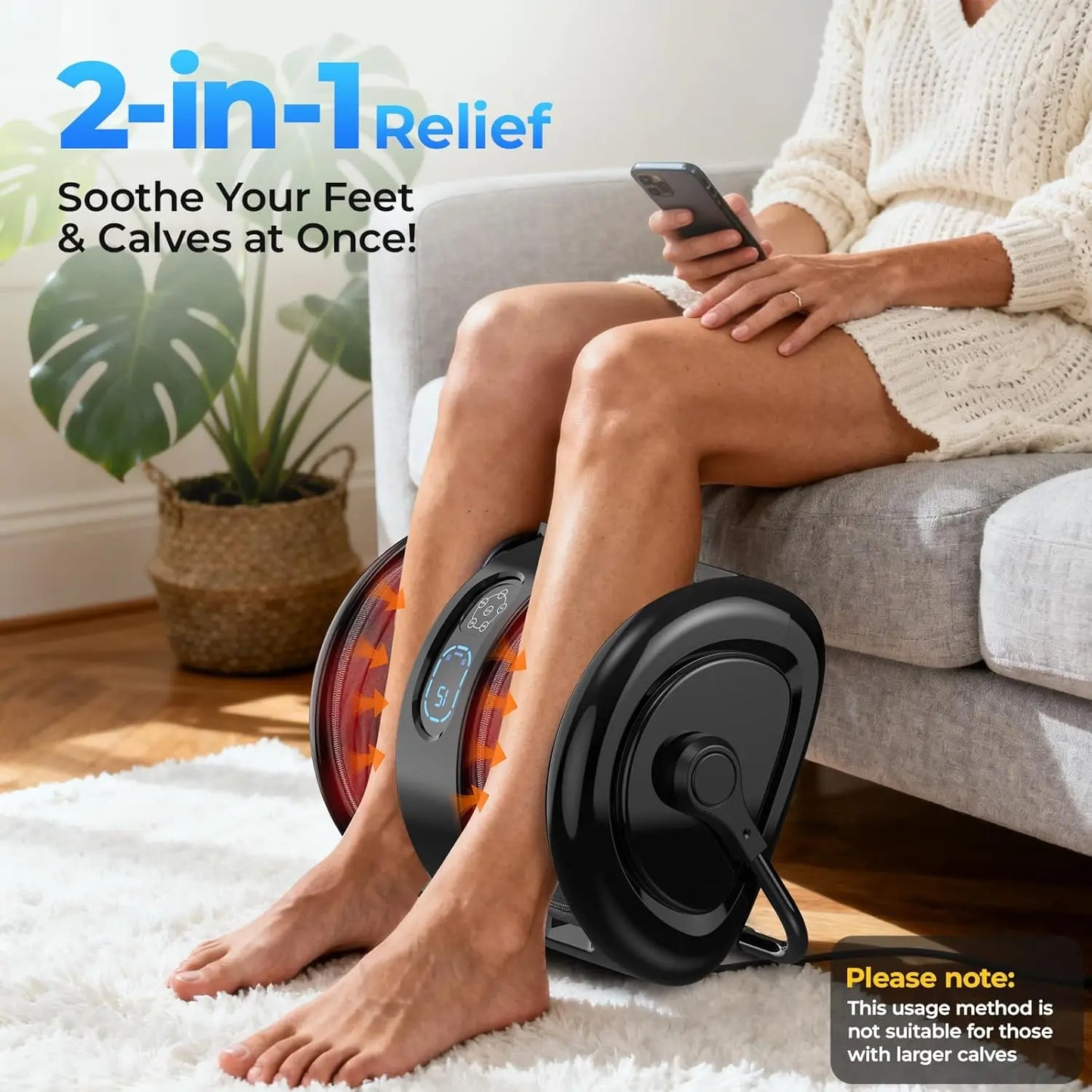 Foot & Calf Massager Shiatsu Kneading Heat Washable Cover
