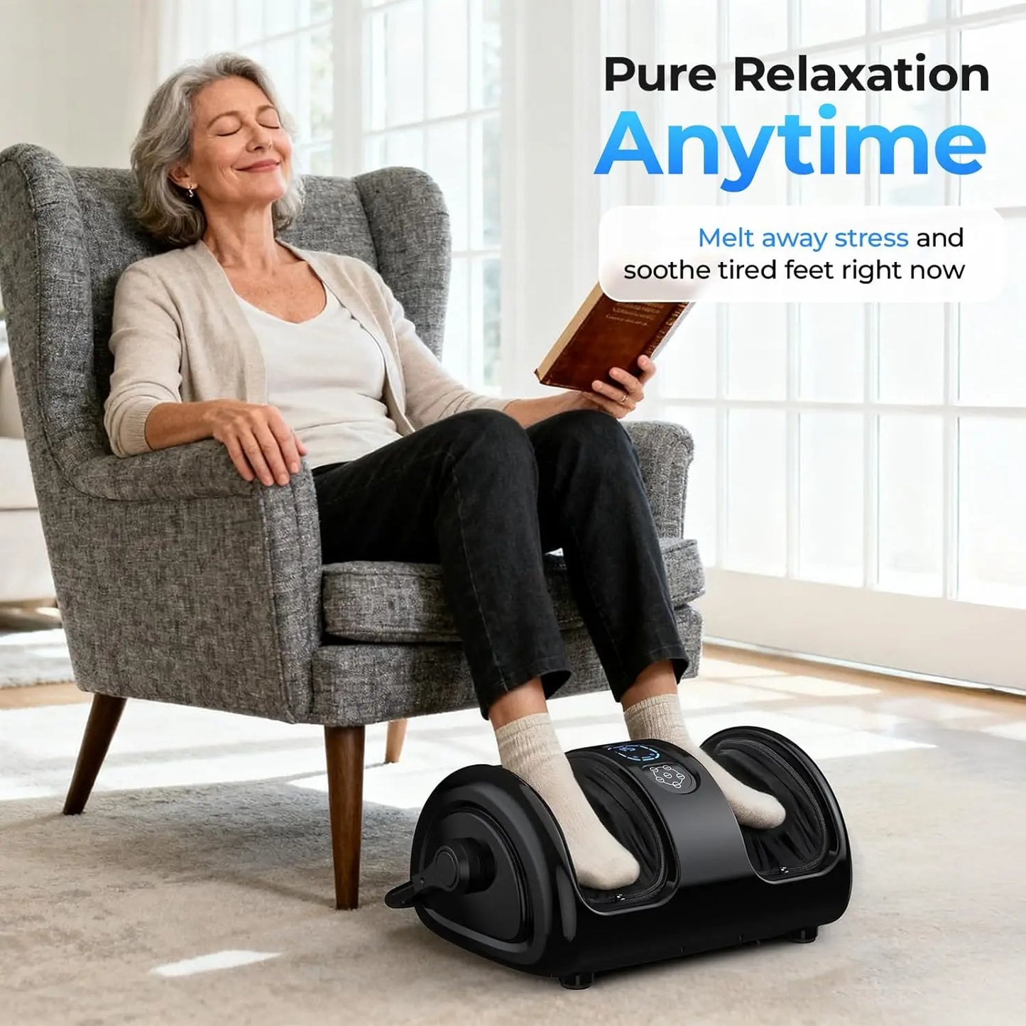 Foot & Calf Massager Shiatsu Kneading Heat Washable Cover