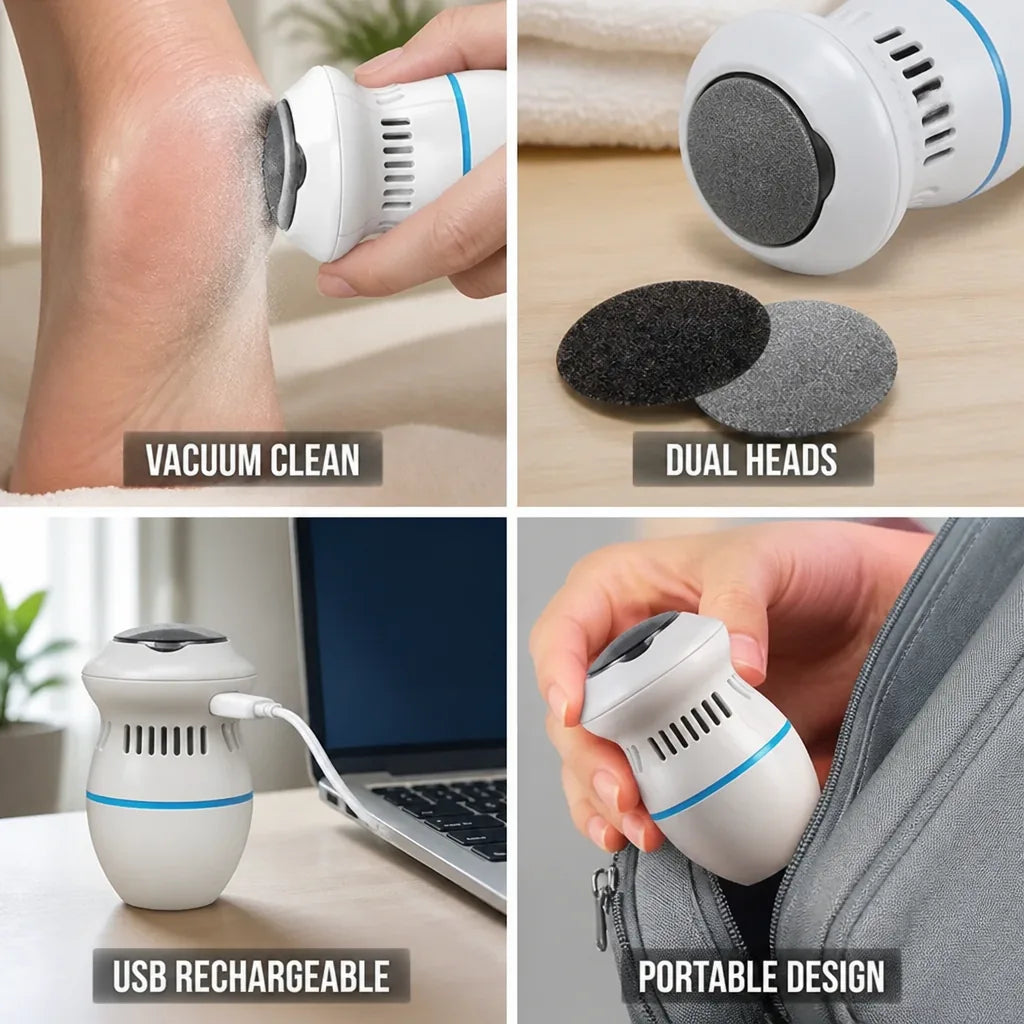 Foot Callus Remover USB Rechargeable Integrated Vacuum Two Heads