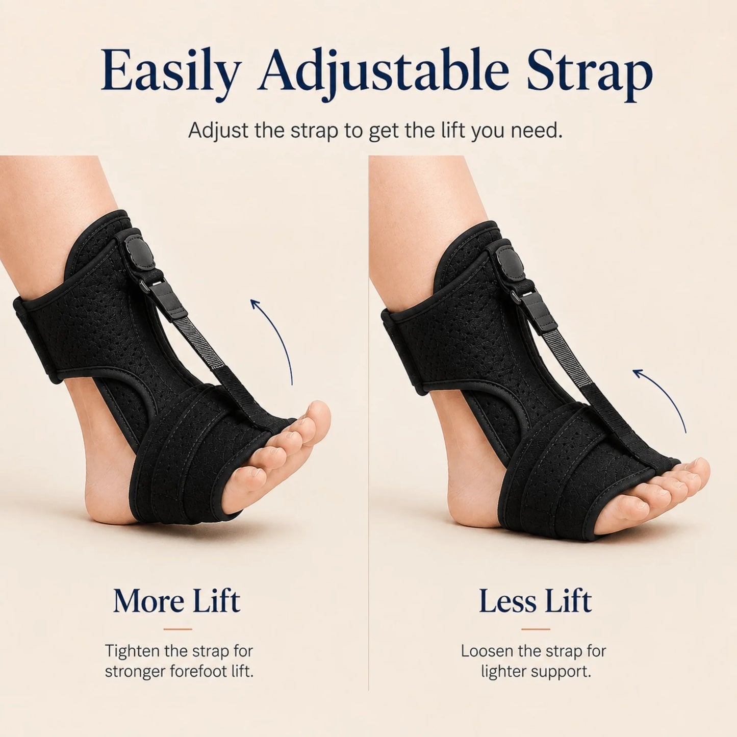 Foot Drop Brace Adjustable Dorsiflexion Strap & Soft Wraparound