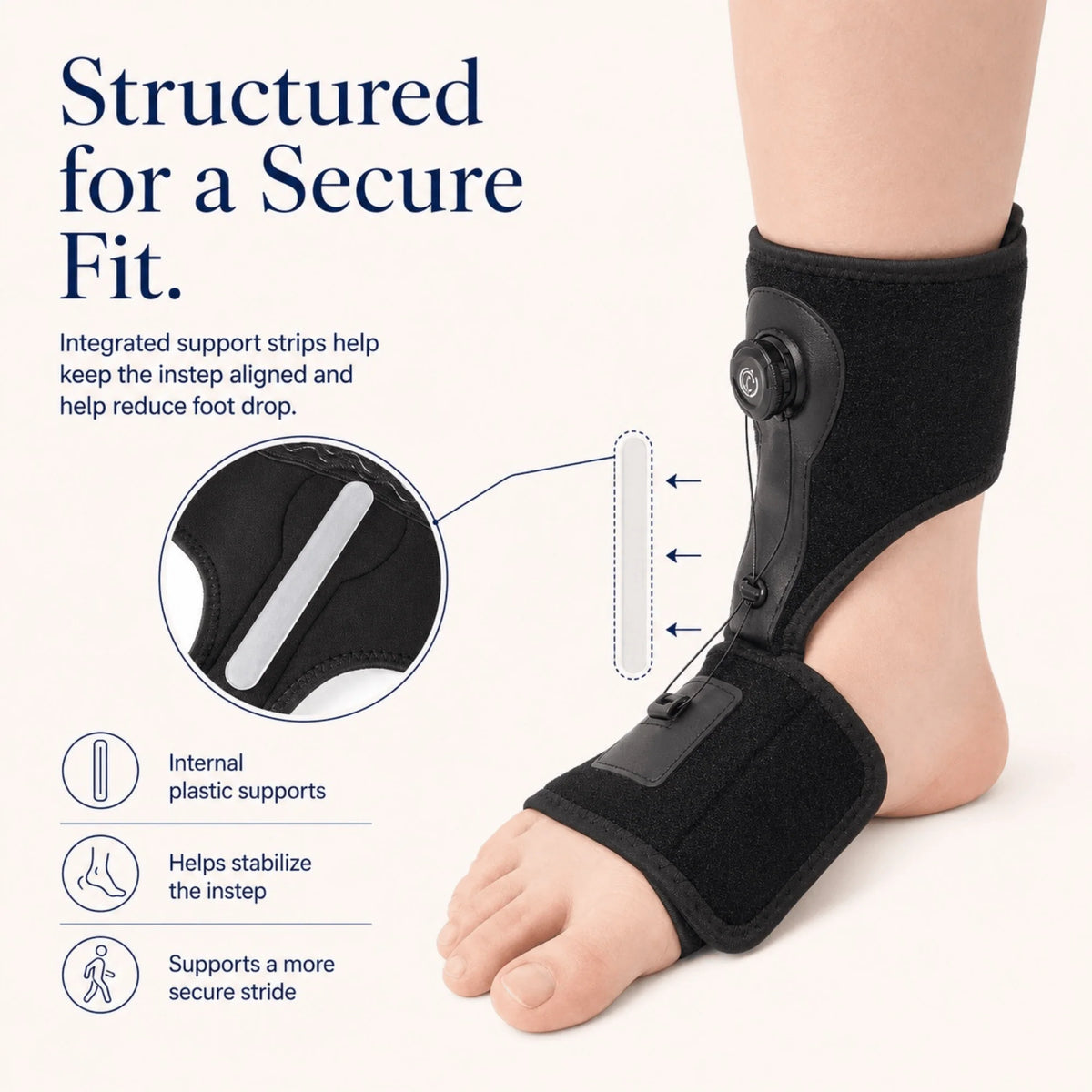 Foot Drop Brace Dial Tension Open Heel Silicone Grips