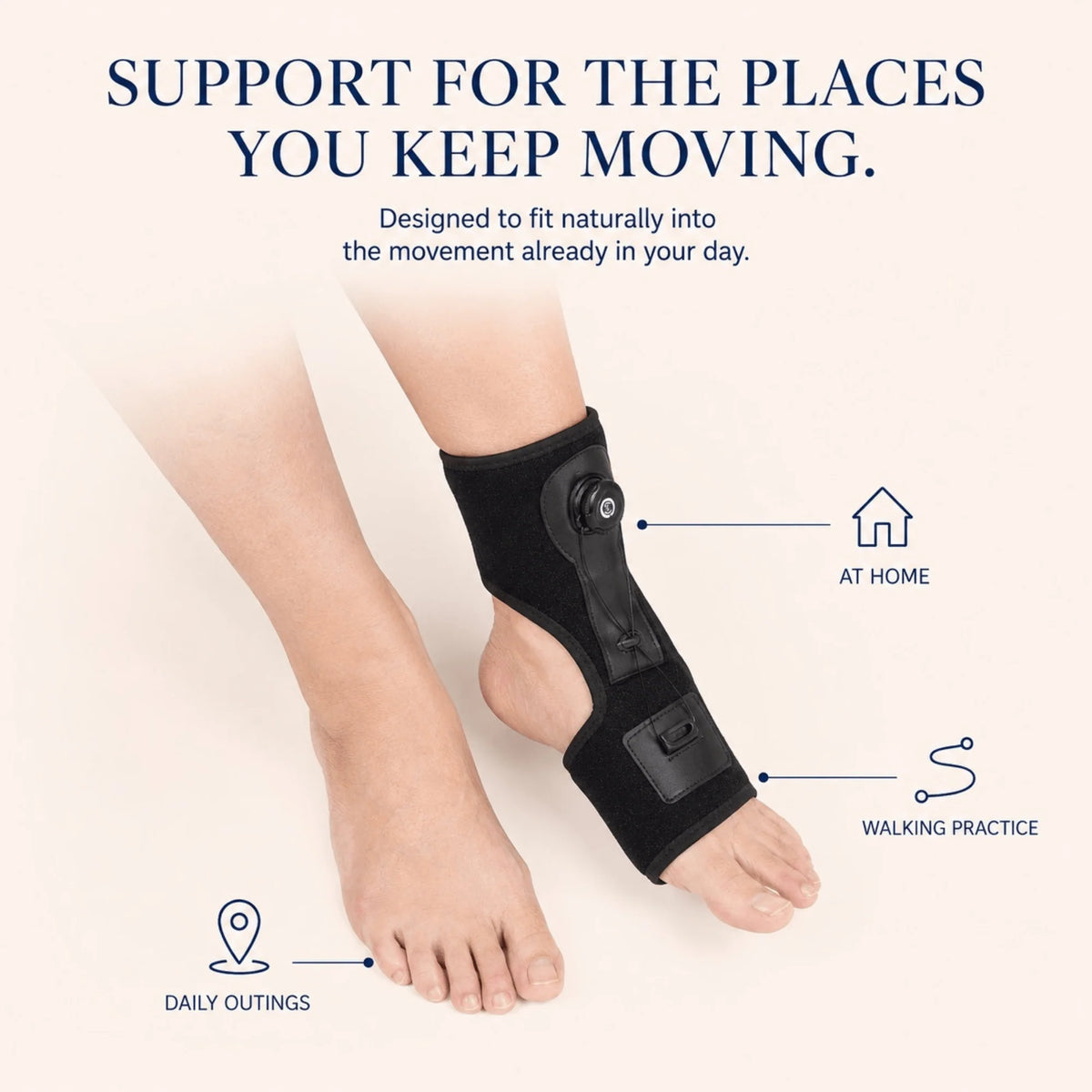 Foot Drop Brace Dial Tension Open Heel Silicone Grips