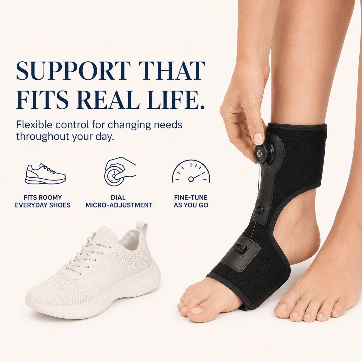 Foot Drop Brace Dial Tension Open Heel Silicone Grips
