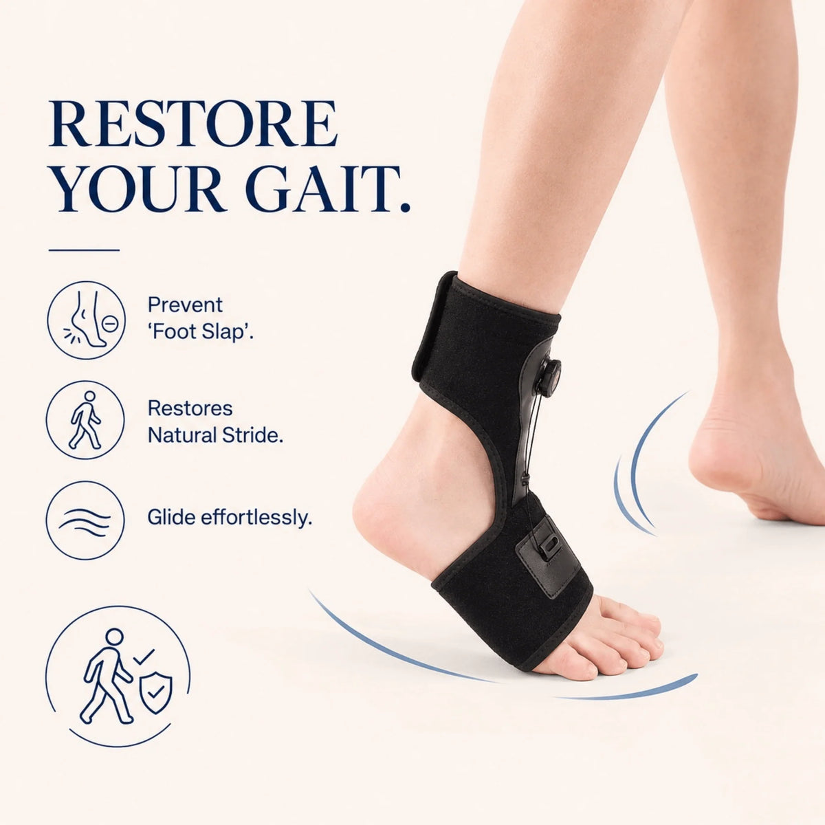 Foot Drop Brace Dial Tension Open Heel Silicone Grips