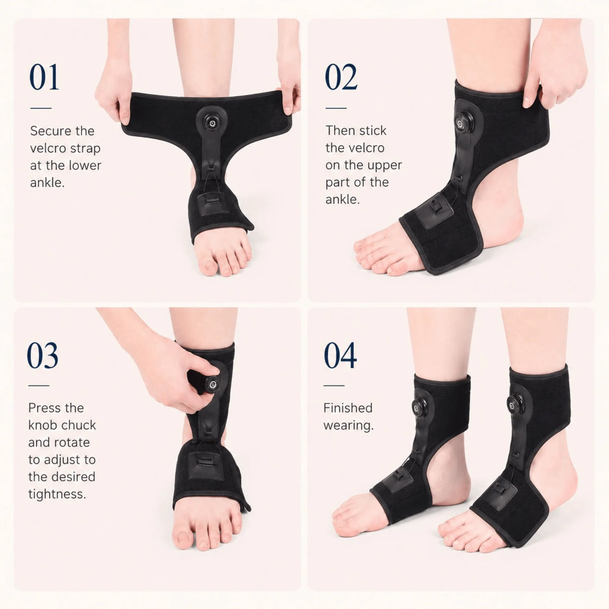 Foot Drop Brace Dial Tension Open Heel Silicone Grips