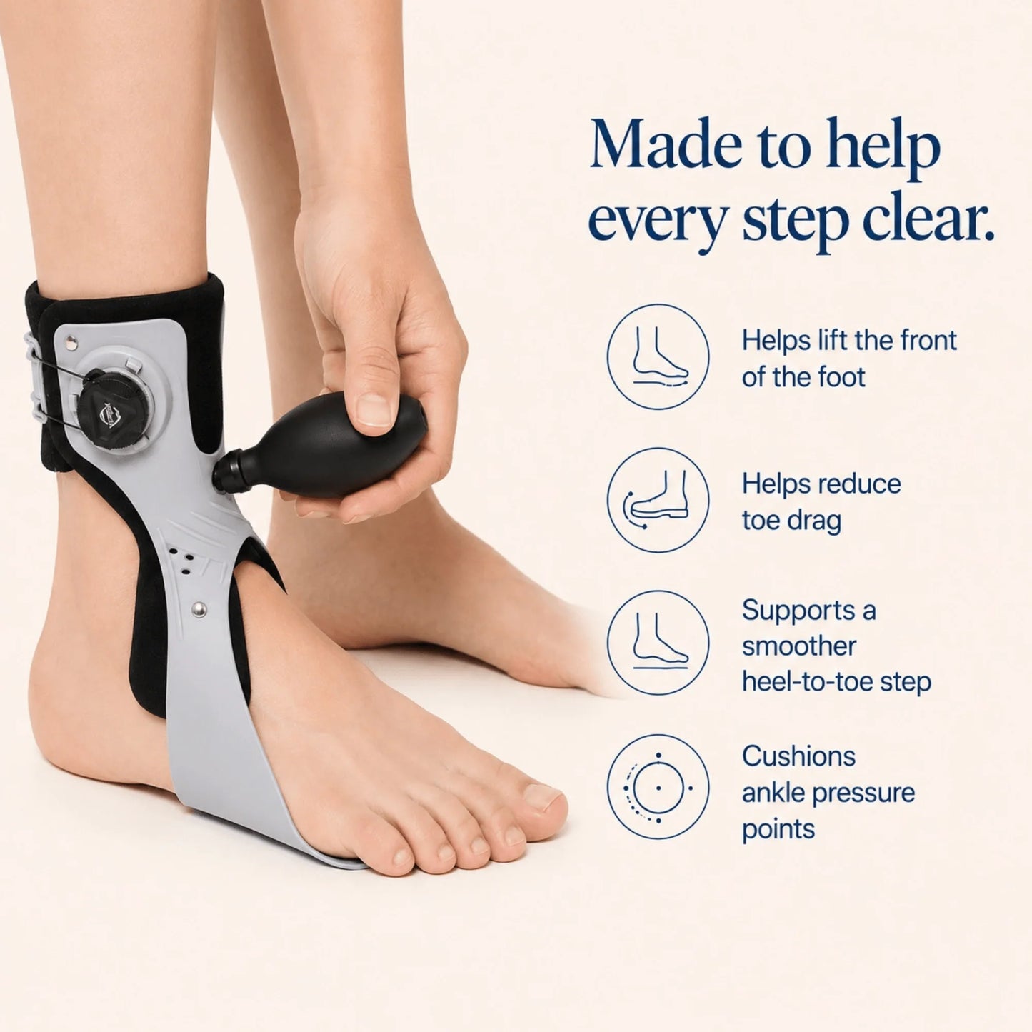 Foot Drop Brace Rotary Dial & Inflatable Airbag