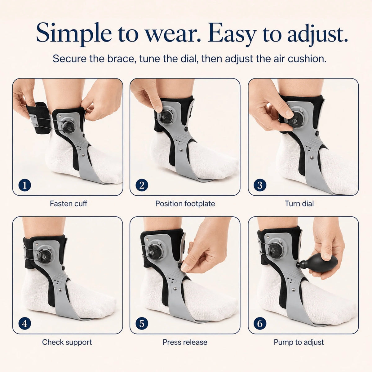 Foot Drop Brace Rotary Dial & Inflatable Airbag
