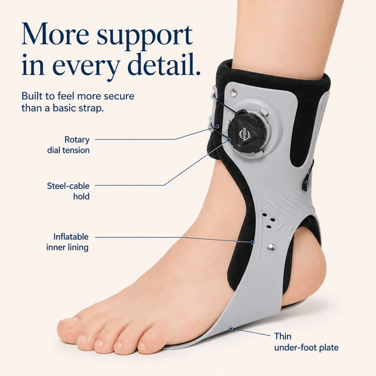 Foot Drop Brace Rotary Dial & Inflatable Airbag