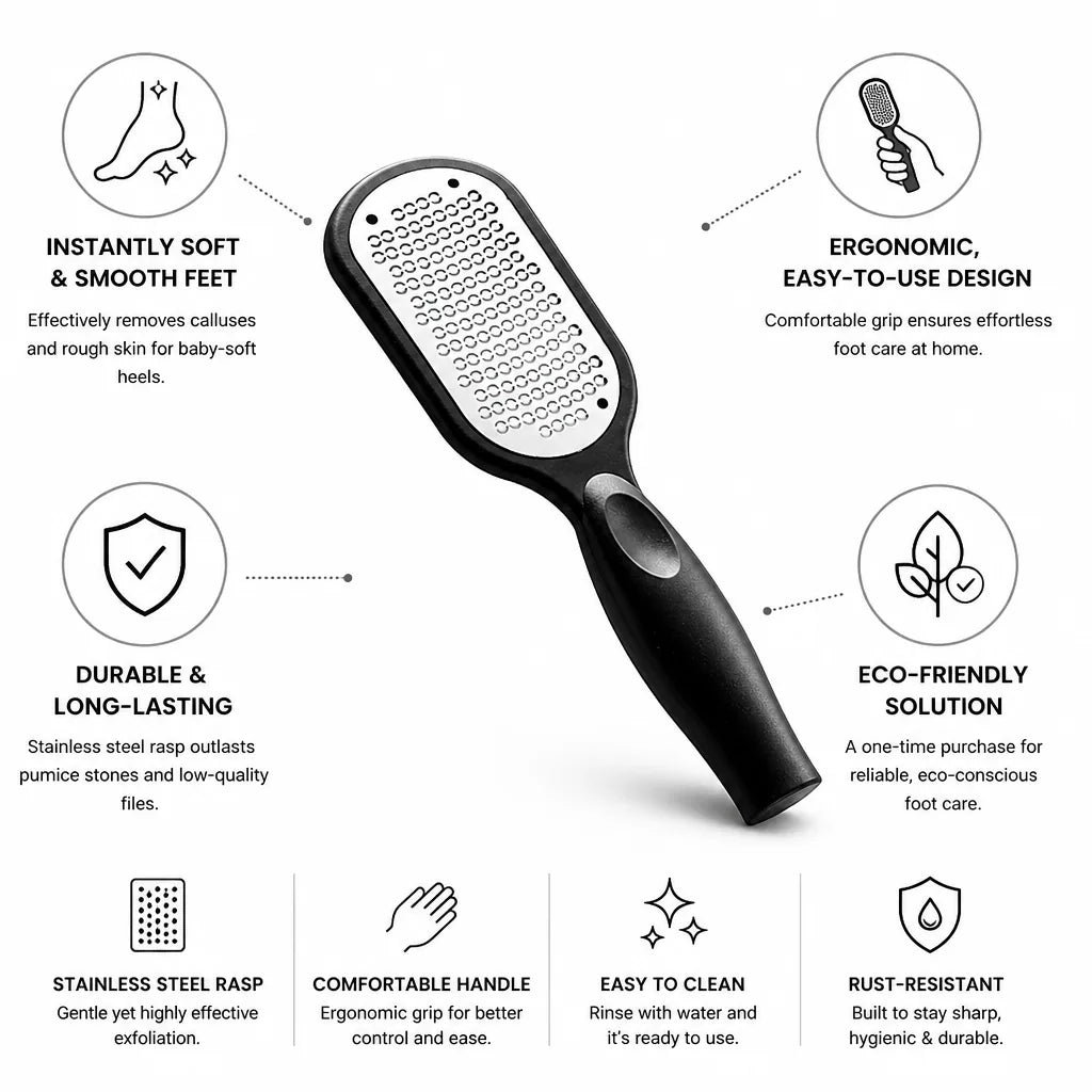 Foot File Ergonomic Handle & Stainless Steel Rasp