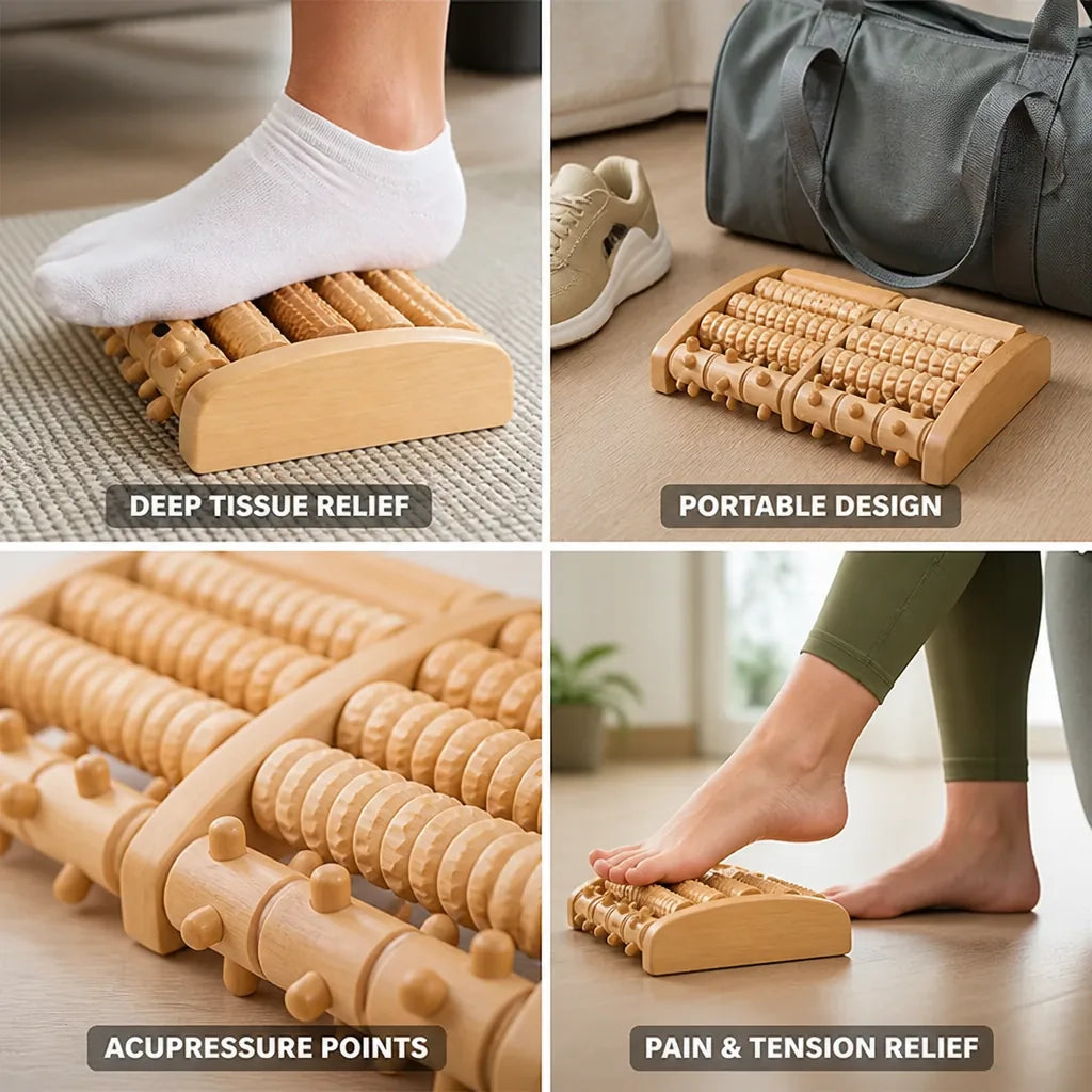 Foot Massage Roller Wood Acupressure & Deep Tissue