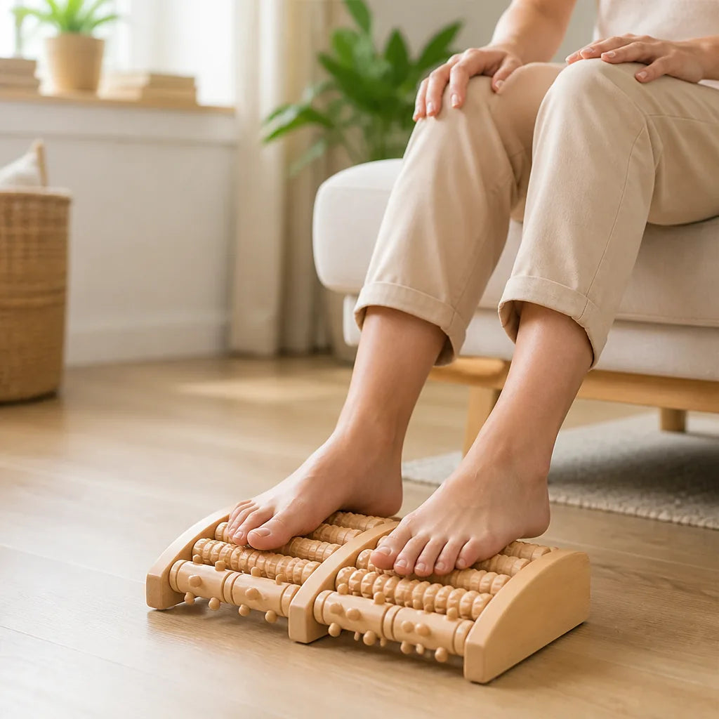 Foot Massage Roller Wooden Acupressure & Deep Tissue Relief