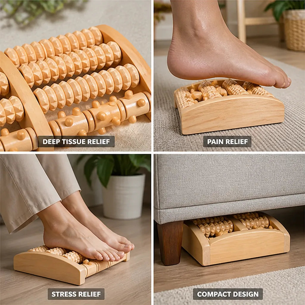 Foot Massage Roller Wooden Acupressure & Deep Tissue Relief