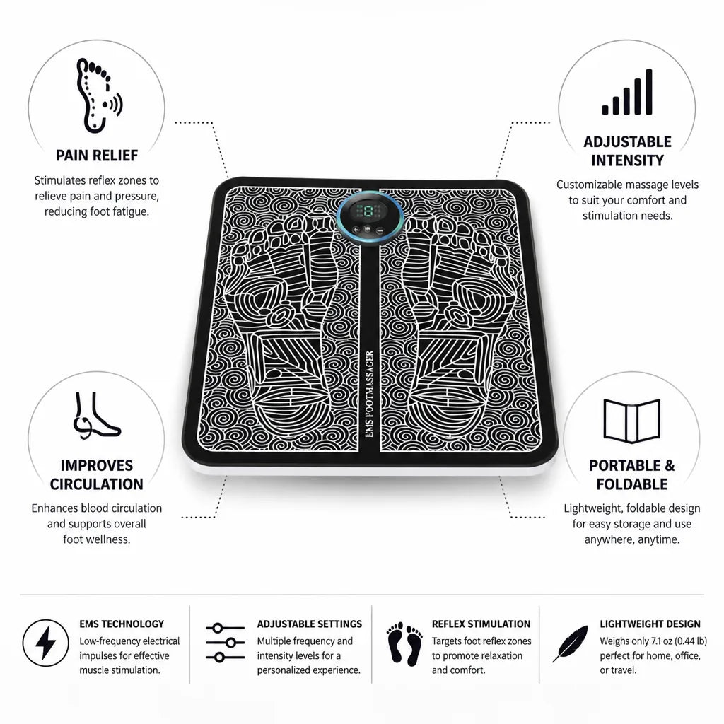 Foot Massager EMS Adjustable Intensity Silicone Pad