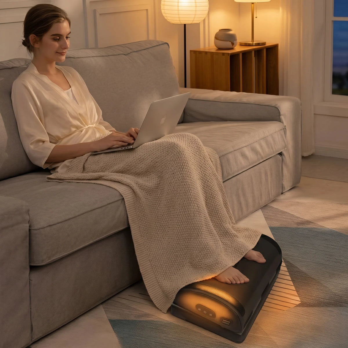 Foot Massager Heated Memory Foam Vibration
