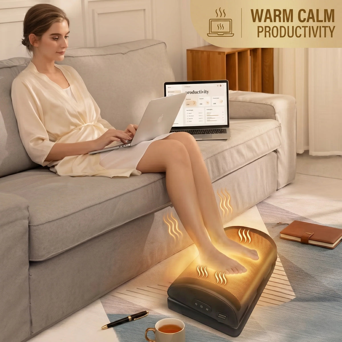 Foot Massager Heated Memory Foam Vibration